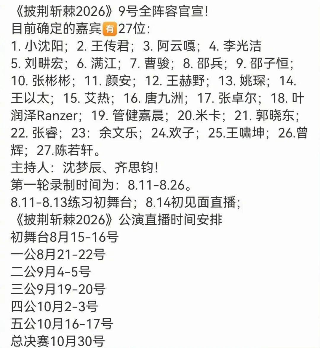 《披荆斩棘2026》最新阵容，艾热闪火Ranzer都在！封面图